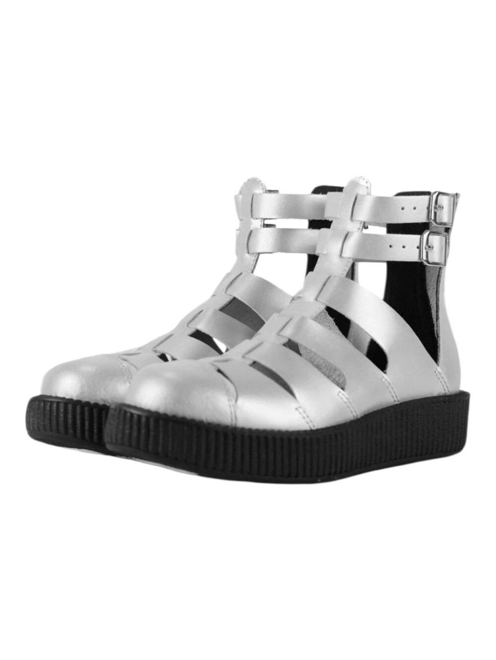TUK silver gladiator leather creeper goth shoe sandals 10